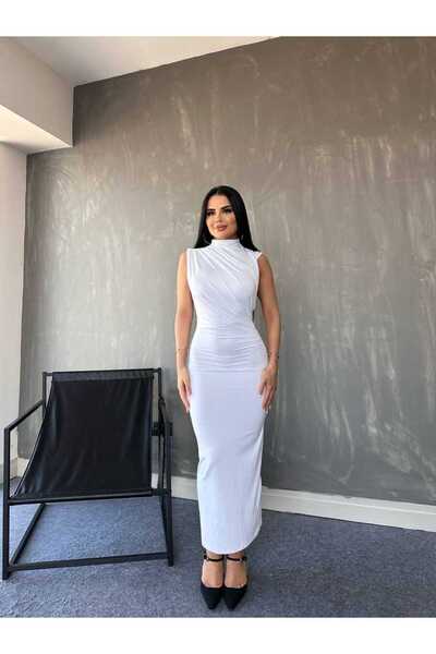 TAYT VEGAS FUL LİKRA ELBİSE BEYAZ