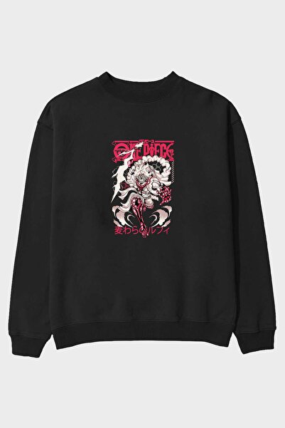 Ankhises MONKEY D. LUFF-ONE PIECE 1 Anime Front Štampano Crna Oversize kroj D...