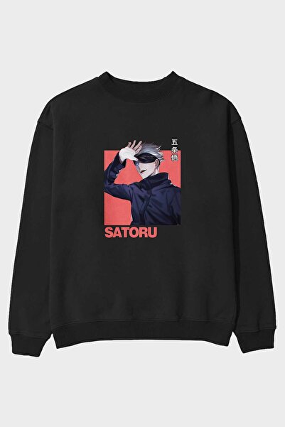 Ankhises SATORU GOJO 2 Anime Front Štampano Crna Oversize kroj Dukserica Mušk...