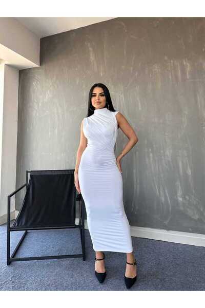 TAYT VEGAS FUL LİKRA ELBİSE BEYAZ