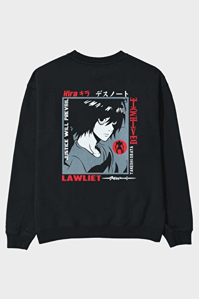Ankhises DEATH NOTE Anime Sa deznom Crna Oversize kroj majica - okrugla kragna