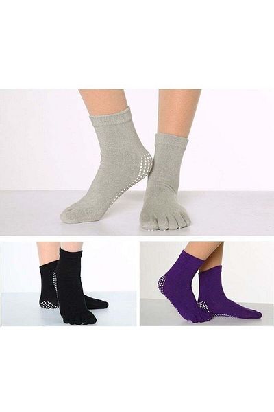 ALMİŞ 3 Ζεύγη Yoga & Pilates, Barre, Dance Socks-μαύρο-γκρι-μωβ