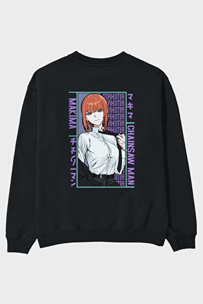 Ankhises Чоловічий жіночий оверсайз-светр - Makima Chain Saw Man Anime, чорни...