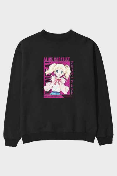 Ankhises Alice Cartelet 12 Аніме з попереднім друком Чорний оверсайз-светр Чо...