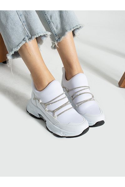 Alemdar Shoes Pantofi de damă NEVER White Stone Detail