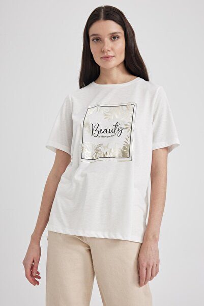 DeFacto Μπλουζάκι Relax Fit Crew με κοντό μανίκι Z6453az23sp