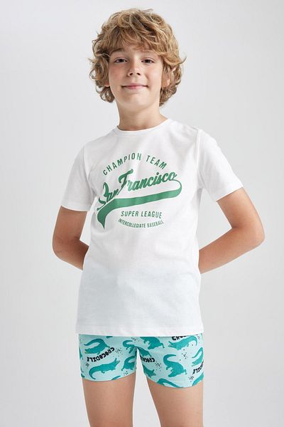 DeFacto Boy's Crew Neck Printed Short Sleeve T-Shirt Z8002a623sm