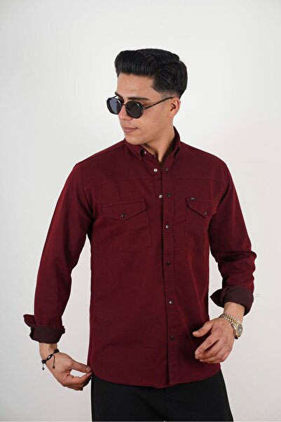 XCR YENİ SEZON %100 KOTON SLİM FİT JEAN GOMLEK LİKRALI ÇIT ÇITLI ÇİFT CEPLİ K...