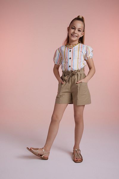 DeFacto Girl's Paperbag Linen Shorts Z7777a623hs