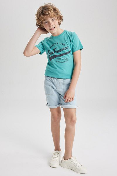 DeFacto Boy's Crew Neck Printed Short Sleeve T-Shirt Z8002a623sm