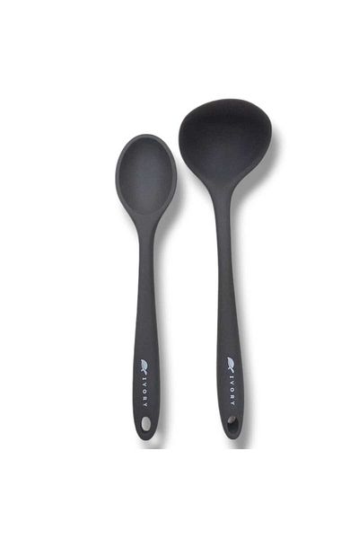 CEPHOME Set of 2 silicone spoons and scoop 1 piece spoons 27.5cm 1 piece scoop