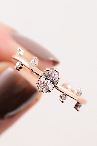 Genel Markalar 14k Rose Gold Iskandinavya Evlilik Yüzüğü Ayarlanabilir Ölçü