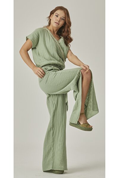 MUTİR MUSLIN CROWACE COLLAR SLIT WOMEN'S JUMPSUIT