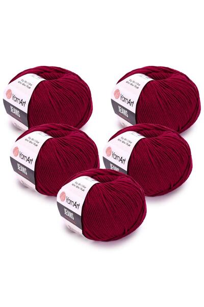 Yarnart Jeans 5'li Bordo 66 El Örgü İpliği