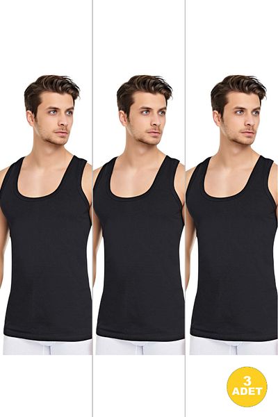 CENNETOĞLU Men's White 100% Cotton Combed Athlete Economical 3 Pack