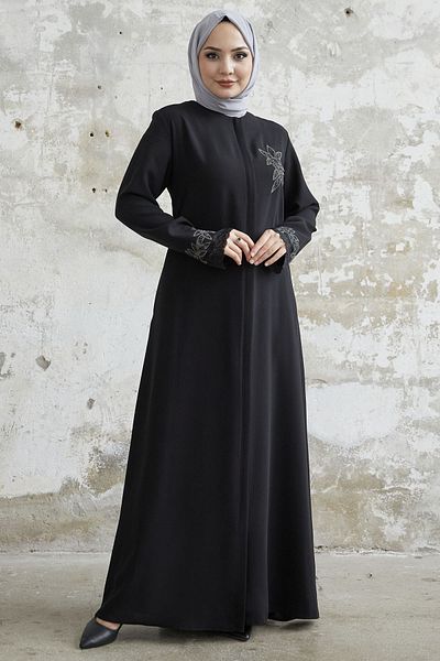InStyle فيريس بأكمام زهرة حجرية - أسود