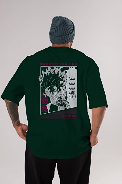 Ankhises Nazad Štampano Smaragdno zelena Oversize kroj T-shirt Pamuk Muškarci...