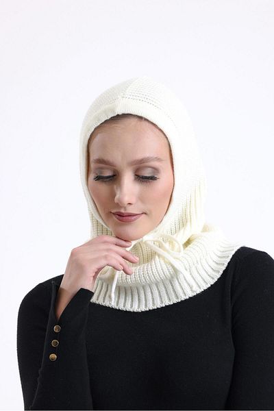 Onur Hat - Knitwear Headgear Cream Balaclava Beanie Knit Headgear Hooded Keep Warm Winter