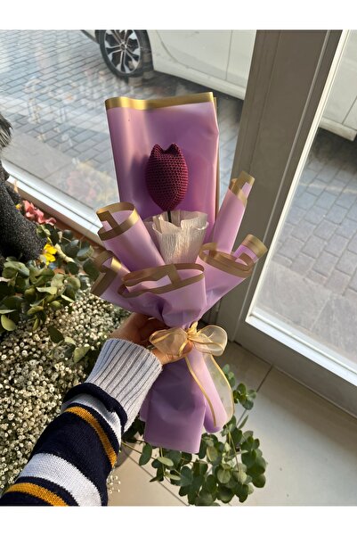 çınar kadın kooperatifi Örgü Lale Buketi,Lale Çiçeği,El Yapımı Örgü Çiçek Buk...