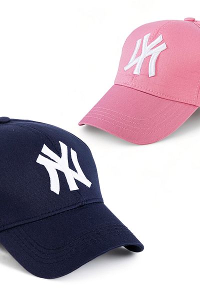 Eke Tekstil Унисекс комплект от 2 части, тъмносиня и розова бейзболна шапка NY New York