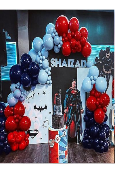 party mix Spiderman Balloon Chain Spiderman Birthday Concept Balloon 100pcs