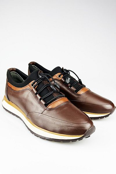 LUSIVE Genuine Leather Brown Stretch Ultra Comfortable Men's Casual Shoes