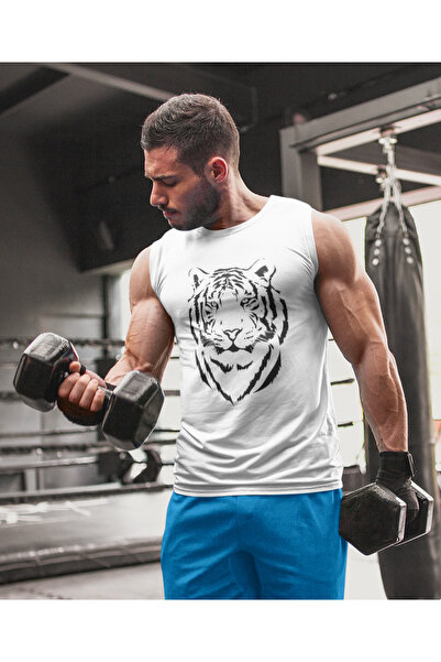 TREND ALİSSE Sporcu Atleti - Kaplan Baskılı Spor Atlet Fitness Tank Top