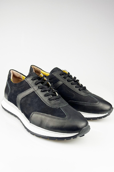LUSIVE Black 100% Genuine Leather Comfortable Men's Casual Shoes