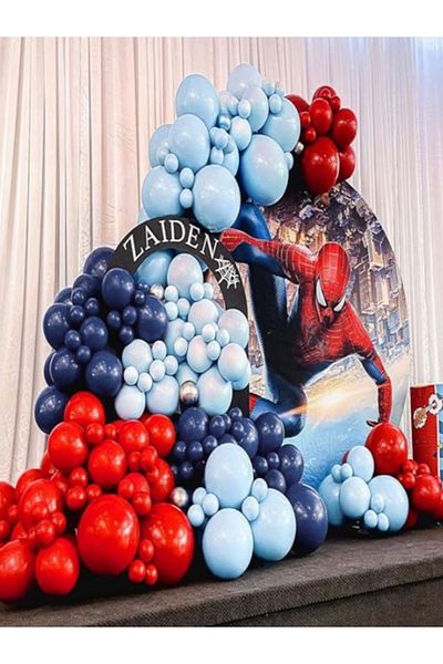 party mix Spiderman Balloon Chain Spiderman Birthday Concept Balloon 100pcs