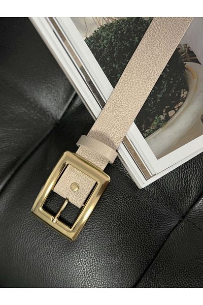 Fiori Dámský stylový pásek se čtvercovou zlatou přezkou na kalhoty, bundy a šaty