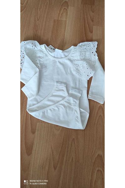 SARE TEKSTİL Laced Long Sleeve Bodysuit Badi