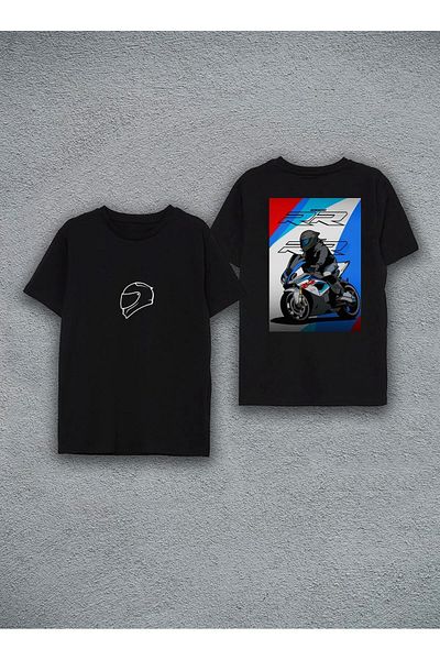Pisa Art Μπλουζάκι Biker Special Design με εμπριμέ μαύρο μπλουζάκι διπλής όψης