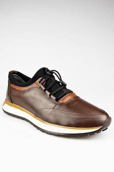 LUSIVE Genuine Leather Brown Stretch Ultra Comfortable Men's Casual Shoes