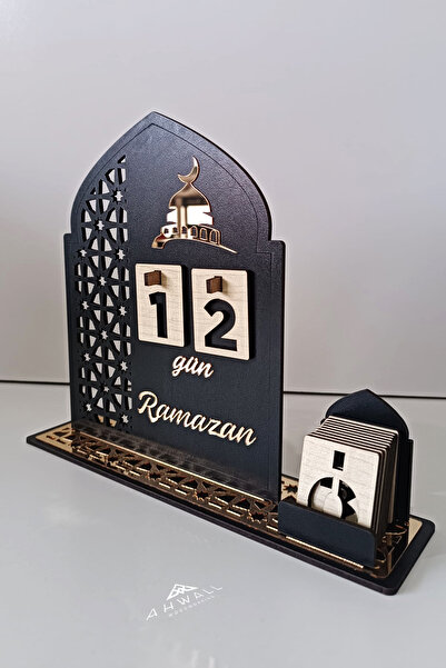 AHWALL Ahşap MDF Dekoratif Ramazan Takvimi, Ahşap Manuel İmsakiye, Pleksi Det...