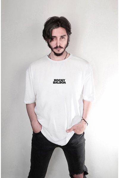 Pisa Art T-shirt Rocky Balboa Μοναδικού Σχεδιασμού με Σχέδια Διπλής Όψης Oversized T-shirt
