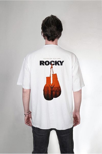 Pisa Art T-shirt Rocky Balboa Μοναδικού Σχεδιασμού με Σχέδια Διπλής Όψης Oversized T-shirt