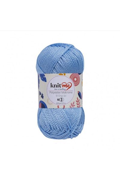 knitme Πολυεστέρας Μακραμέ 3 mm 100 Gr Πλεκτό Κλωστή 826 Μπλε