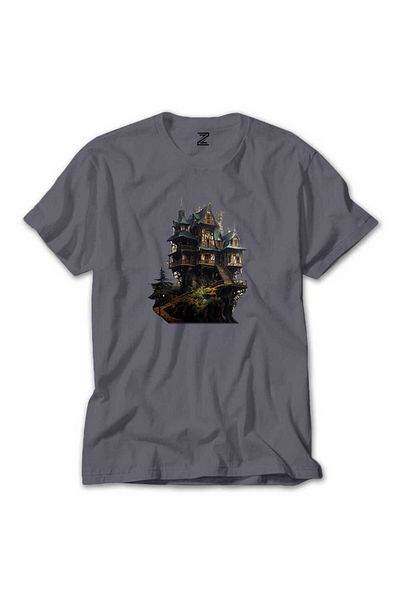 Z zepplin Castle in The Forest Grey T-shirt