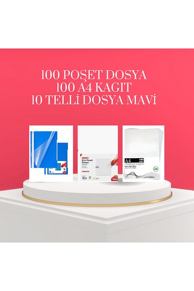 ÖZ KIRTASİYE 100 bag files 100 a4 paper(80gr) 10 ring binder blue