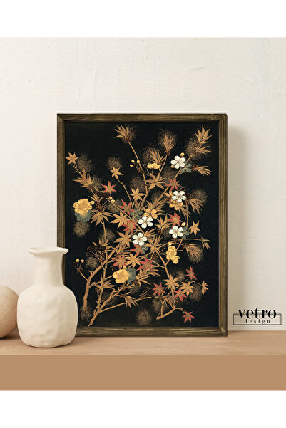 Vetro Design Tablou înrămat cu flori brodate cu aur