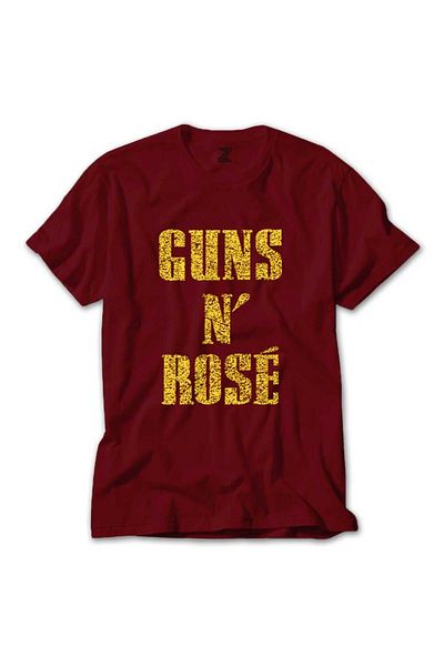 Z zepplin تي شيرت أصفر وأحمر بنص Guns N Rose