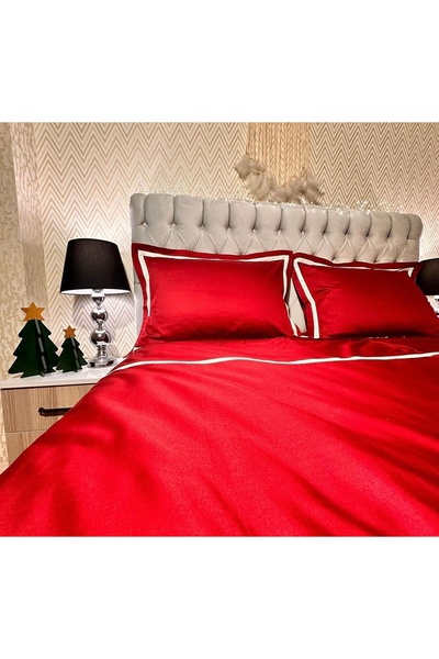 calinahome غطاء لحاف من الساتان القطني باللون العنابي