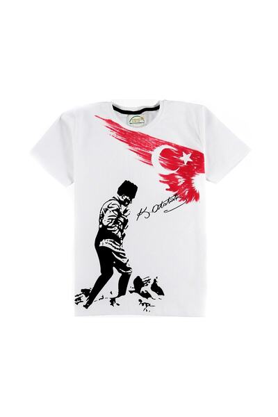 Kidsmadamiko Tricou pentru copii cu imprimeu Ataturk (5-12 ANI) Marimile albe...