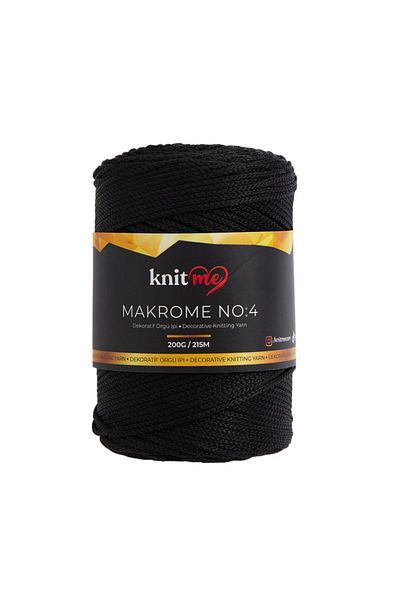 knitme Πολυεστέρας Μακραμέ 4 mm 200 Gr Πλεκτό Χειροποίητο Σχοινί 8900 Μαύρο