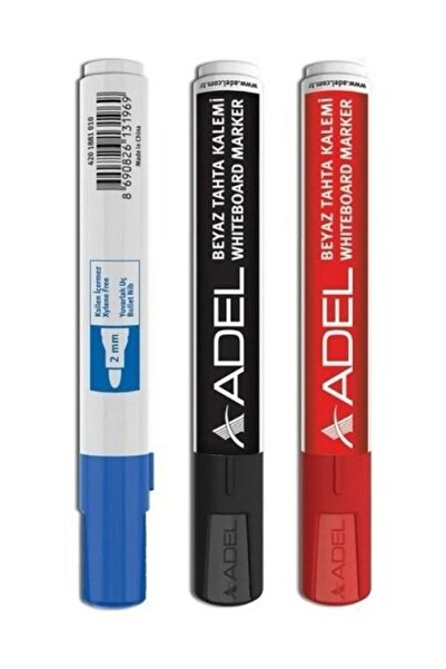 Adel مجموعة أقلام خشبية مكونة من 3 قطع (أزرق - أسود - أحمر)