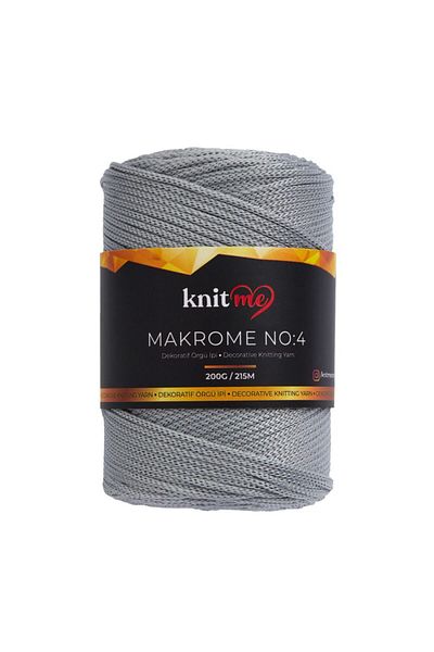 knitme Πολυεστέρας Μακραμέ 4 mm 200 Gr Πλεκτό Σχοινί Χεριού 8140 Γκρι