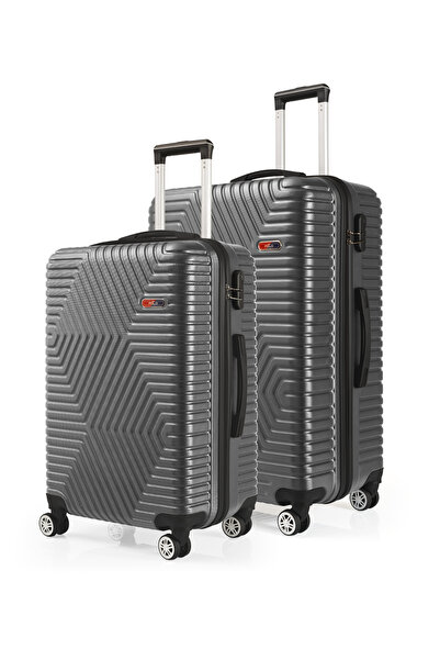 G&D Polo Suitcase Abs Orta Ve Büyük Boy Koyu Gri 2'li Valiz Seti 600.02-B