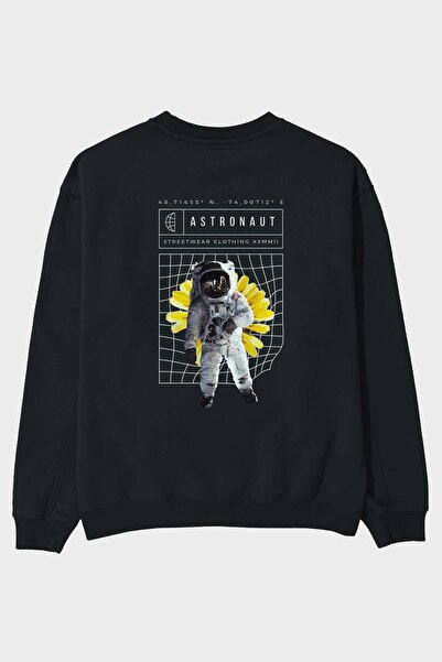 Ankhises Astronaut Streetwear Back Štampano Crna Oversize kroj Dukserica Mušk...