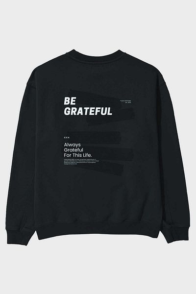 Ankhises Be Grateful Imprimat Spatele Negru Oversize Hanorac Bărbați Femei Gât Crew