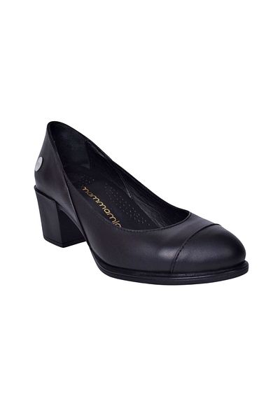 Mammamia D24YA-675 Pantofi cu toc din piele neagră pentru femei